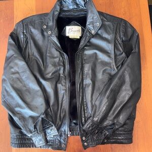 Black Leather Bomber Jacket